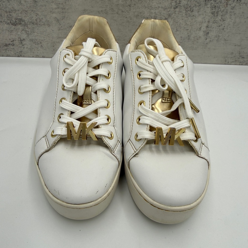 Michael Kors White Sneakers with Gold Details